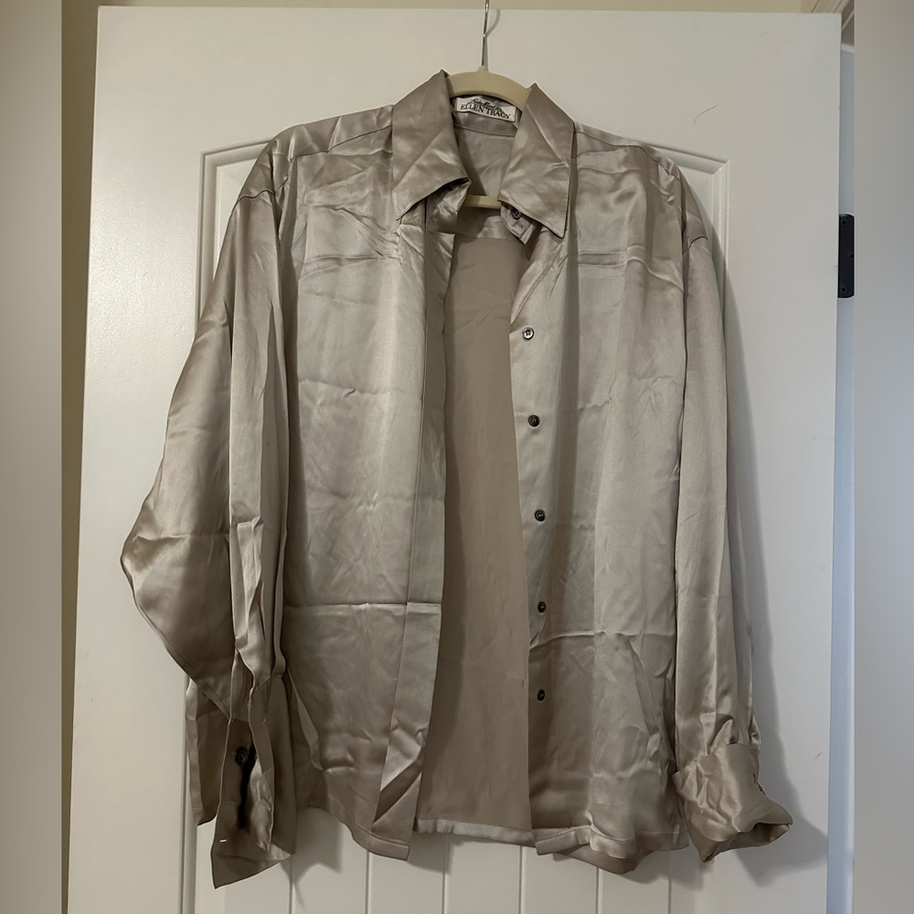 Vintage Ellen Tracy 100% Silk Blouse Size 8